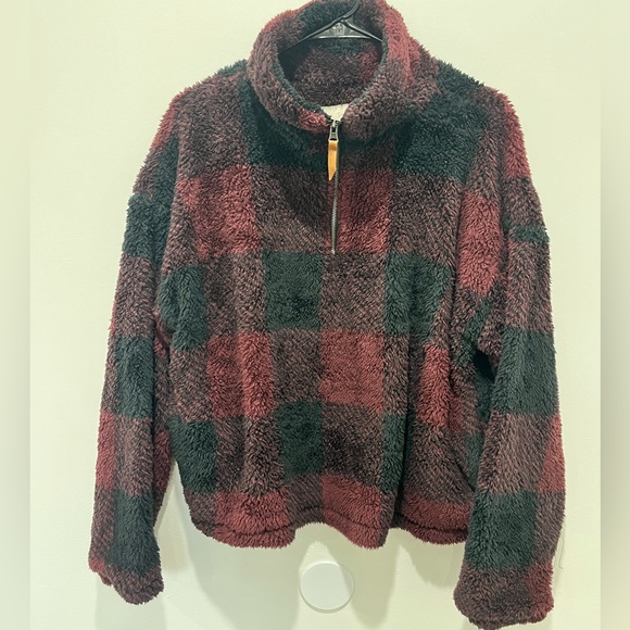 Francescas Collections Plaid Fleece Pullover Jacket Womens Medium - Picture 8 of 13